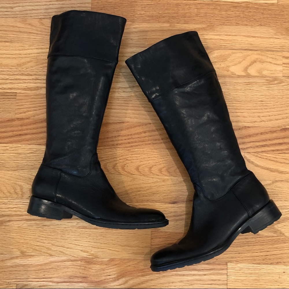 EUC BORN black full leather classic riding boots 8